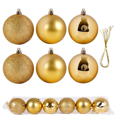 Christmas Baubles Golden Unbreakable 7 cm 6 pcs