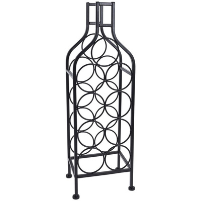 Stojak na wino metalowy czarny 9 butelek 22x69 cm