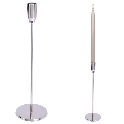 Candle Holder Aluminum Silver 34,5 cm