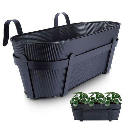 Balcony Flower Pot Metal Black 51.5 cm