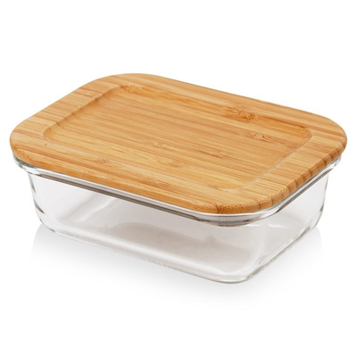 Food Container Glass with Bamboo Lid and Gasket Heat-Resistant Dish ARIZONA 300 ml