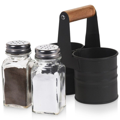 Salt and Pepper Shakers with Stand 3 pcs