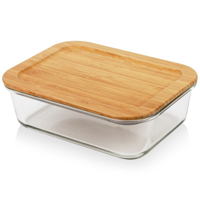 Food Container Glass with Bamboo Lid and Gasket Heat-Resistant Dish ARIZONA 1,4 l