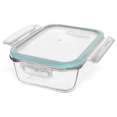 Food Container Glass with Lid and Gasket Heat-Resistant Dish 1.5 l
