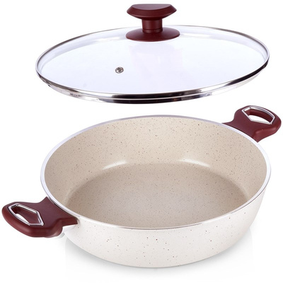 Frying Pan Granite with Glass Lid TERRESTRIAL 28 cm, 3,5 l