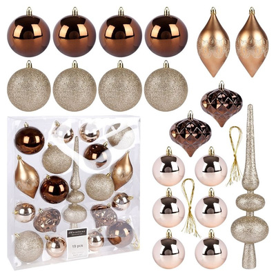 Christmas Baubles Golden Unbreakable 19 pcs