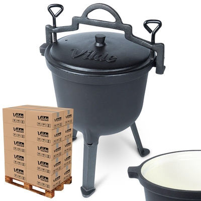 Cauldron Cast Iron Enamel on Legs with Lid CAST LINE 8 l (pallet of 40 pcs)