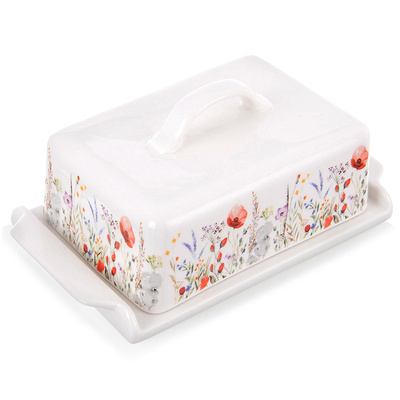 Butter Dish Porcelain White POPPY