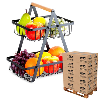 Fruit Basket Metal Black 2-Level 27x17.5x29 cm (pallet of 240 pcs)