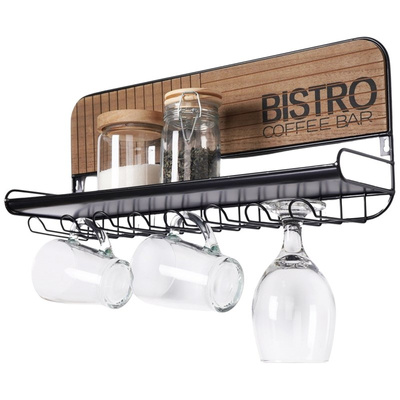 Glass Rack Metal Black Wall BISTRO 48x12x20 cm