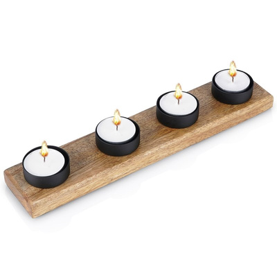 Candle Holder Wooden Black for 4 Candles 30x6x4 cm