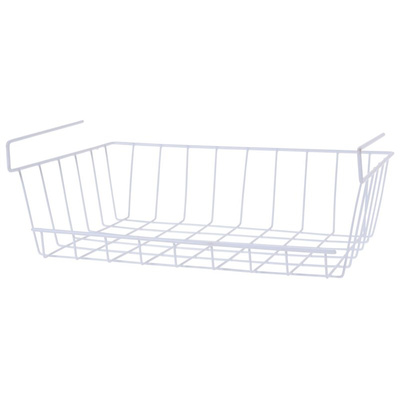 Under Shelf Storage Basket Metal White 27x40x14 cm