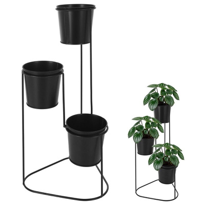 Plant Stand Metal Black 3-Level