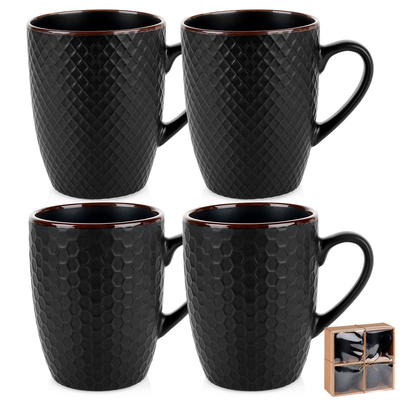 Mugs Ceramic Black 400 ml 4 pcs