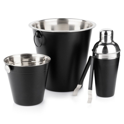 Cocktail Shaker Set Steel Black 4 pcs