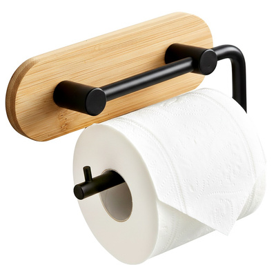 Uchwyt na papier toaletowy metalowy bambusowy czarny BLACK 13,5 cm