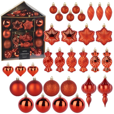 Christmas Baubles Unbreakable Red 3-11.5 cm 32 pcs