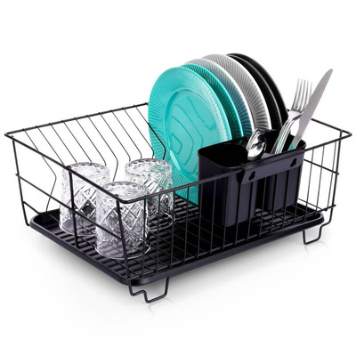 Dish Drainer Rack Black 40x33x17 cm