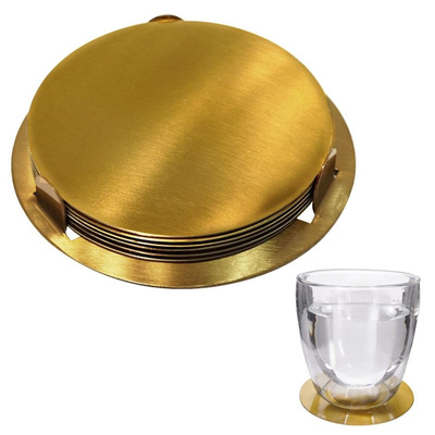 Cup Coasters Steel with a Stand Golden 10 cm 6 pcs