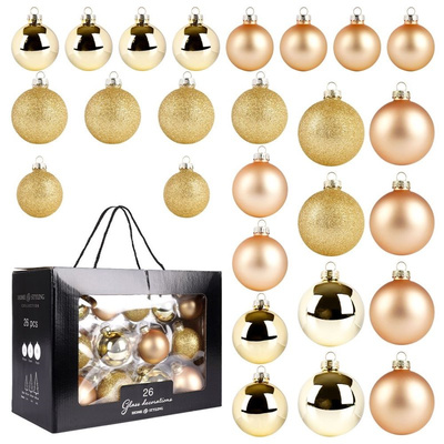 Christmas Baubles Glass Golden 26 pcs