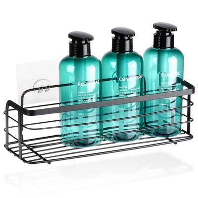 Shower Shelf Metal Black Adhesive