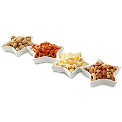 Snack Platter Porcelain White Stars 30x8.5 cm