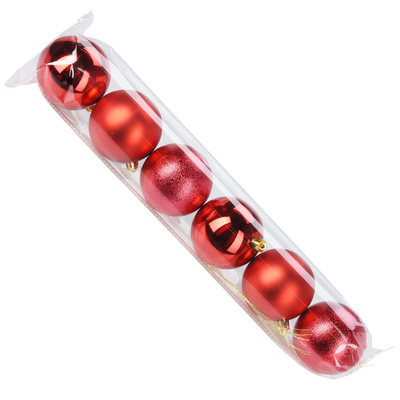 Bombki choinkowe nietłukące czerwone 7 cm 6 szt.