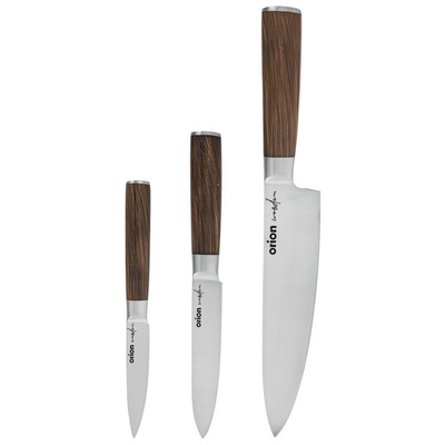 Knife Set Steel WOODEN 3 pcs