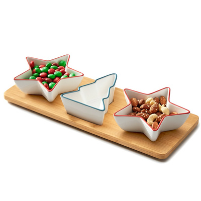 Snack Bowls Porcelain on Tray 4 pcs