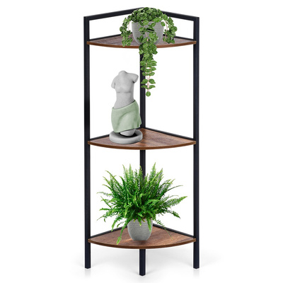 Bookshelf Metal Black Corner 23.5x23.5x76 cm
