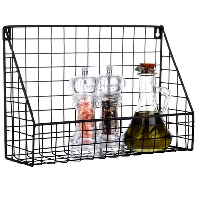 Wall Mounted Shelf Metal Black 33x23x10 cm