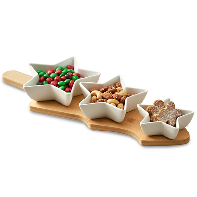 Snack Bowls Porcelain on Tray 4 pcs