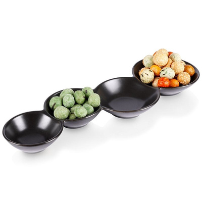 Snack Bowls Porcelain Black Quadruple 29 cm