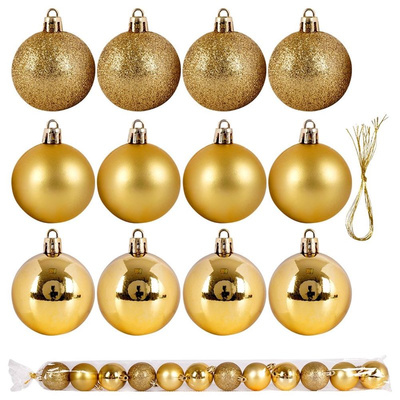 Christmas Baubles Golden Unbreakable 5 cm 12 pcs