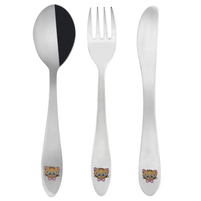 Kids Cutlery Steel KITTEN 3 pcs