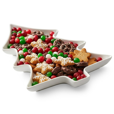 Serving Platter Porcelain White Tree 35x26x3 cm