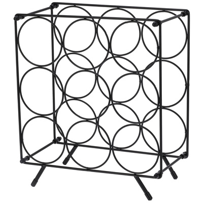 Stojak na wino metalowy czarny 9 butelek