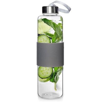 Water Bottle Glass Gray 600 ml