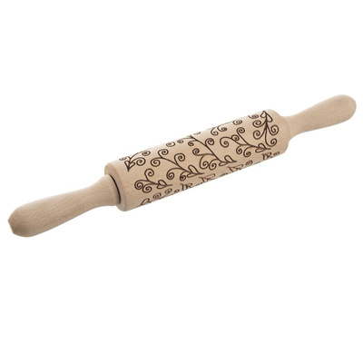 Embossing Rolling Pin Wooden Rotating Stems 33 cm