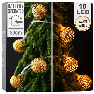 Lampki bombki świecące 10 LED złote 2,5 cm