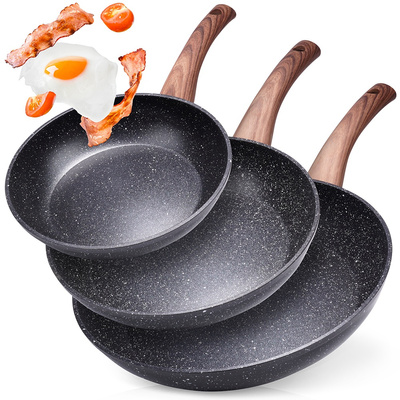 Frying Pan Set Granite BLACK&WOOD 20 / 24 / 28 cm 3 pcs