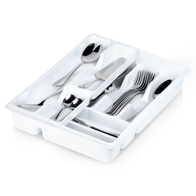 Cutlery Drawer Organiser White 2-Level 38.5x28 cm