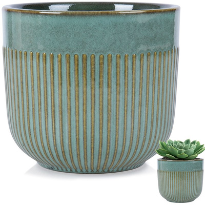 Flower Pot Porcelain Green 14 cm