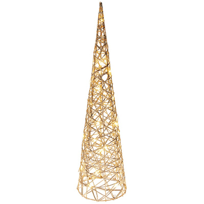 Choinka świecąca stożek złota 30 LED 60 cm
