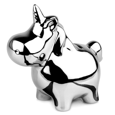 Piggy Bank Ceramic Silver Mirror 18x10.5 cm