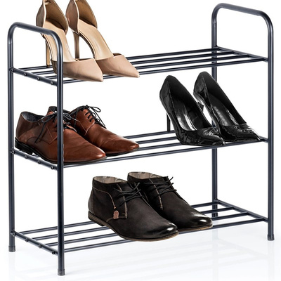 Regał na buty metalowy czarny 3-poziomowy 63x28x60 cm (paleta 160 szt.)