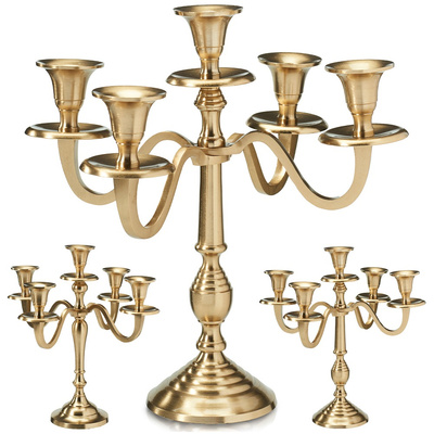 Świecznik kandelabr złoty 5-ramienny 30 cm