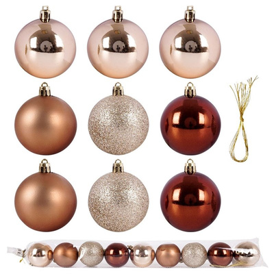 Christmas Baubles Amber Unbreakable 6 cm 9 pcs