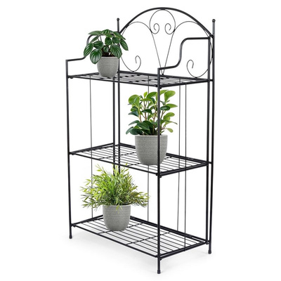 Plant Stand Metal Black 3-Story 58x30,5x101 cm