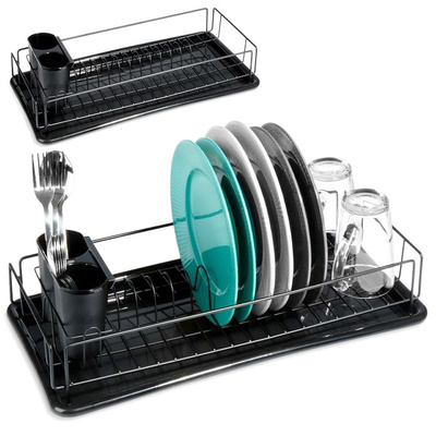 Dish Drainer Rack Black 50x24x9 cm